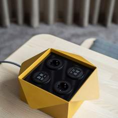 Steckdosen USB-Anschlüssen gelb Schachtel Materia Picnic Metallbox
