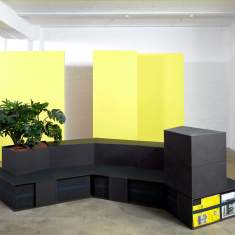 Kommunikationsplattform Modulare Büromöbelsysteme Akustik Sitzpodest Ausstellungsfläche Werner Works stepup
