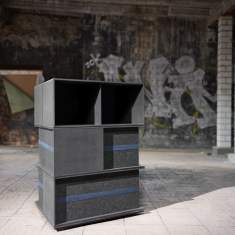 Kommunikationsplattform Modulare Büromöbelsysteme Akustik Ausstellungsfläche schwarz Werner Works stepup