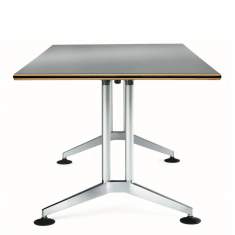 Konferenztisch modern Holz, Platte Kunststoff anthrazit, Schreibtisch T-Fuss höhenverstellbar, Wilkhahn, Logon