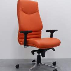 Chefsessel orange Kopfstütze, Nackenstütze Bürodrehstuhl Armlehne, BWW, 3911