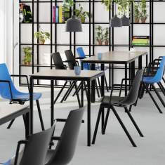 Besucherstuhl schwarz Besucherstühle blau Konferenzstuhl Kunststoff Konferenzstühle Cafeteria Stühle, rosconi Objektmöbel - BLAQ 468