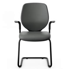 Freischwinger Leder schwarz Konferenzstühle, Giroflex, giroflex 353 Besucherstuhl