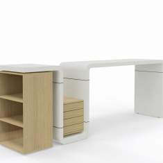 Amorpher Schreibtisch Module, weißer Schreibtisch, amorophe Büromöbel, moderne Büro Schreibtische CEKA, crossworxs