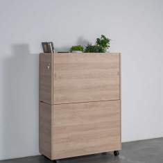 Arbeitsplatz flexibel Home Office Holz Tisch mit Schränke fahrbar Movo THE EXPERT