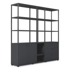 Stauraum modulare Büromöbelsysteme Schrank schwarz Büroschrank mit Regal Sedus se:matrix Schrank-Regal-Modul