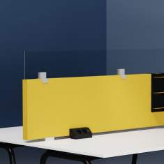 Tischtrennwand Schreibtisch Sichtschutz gelb Schreibtischaufsatz Blaha Office Silent Green Sichtschutzblende AL
