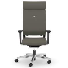 Bürostuhl Bürodrehstuhl hoher Rücken Kopfstützte Rollen Armlehnen Büro Drehstuhl grau  viasit, impulse Chefsessel
